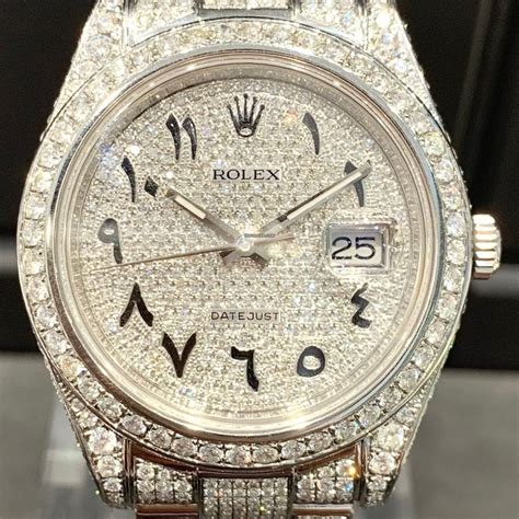 fake hublot iced out|iced out rolex arabic dial.